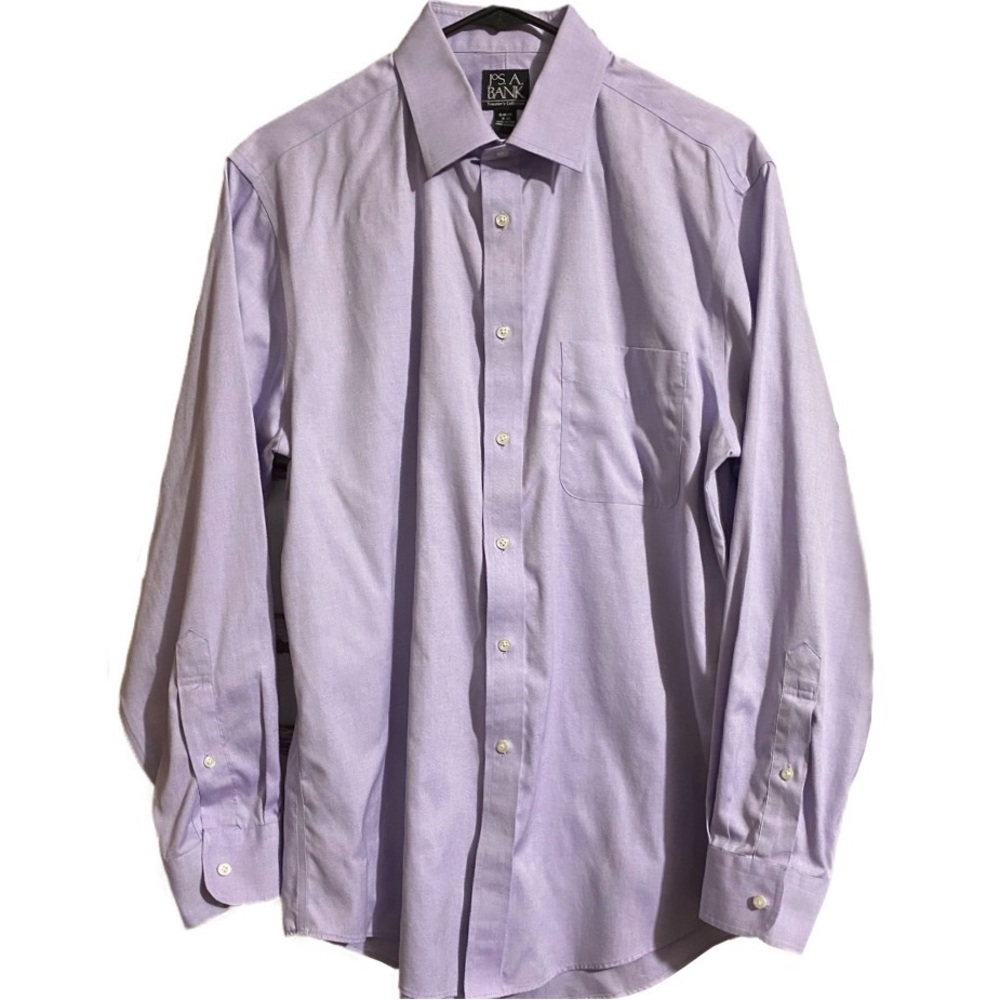 Joseph A. Banks Size 16 / 33 Button Front Purple Button Front Shirt